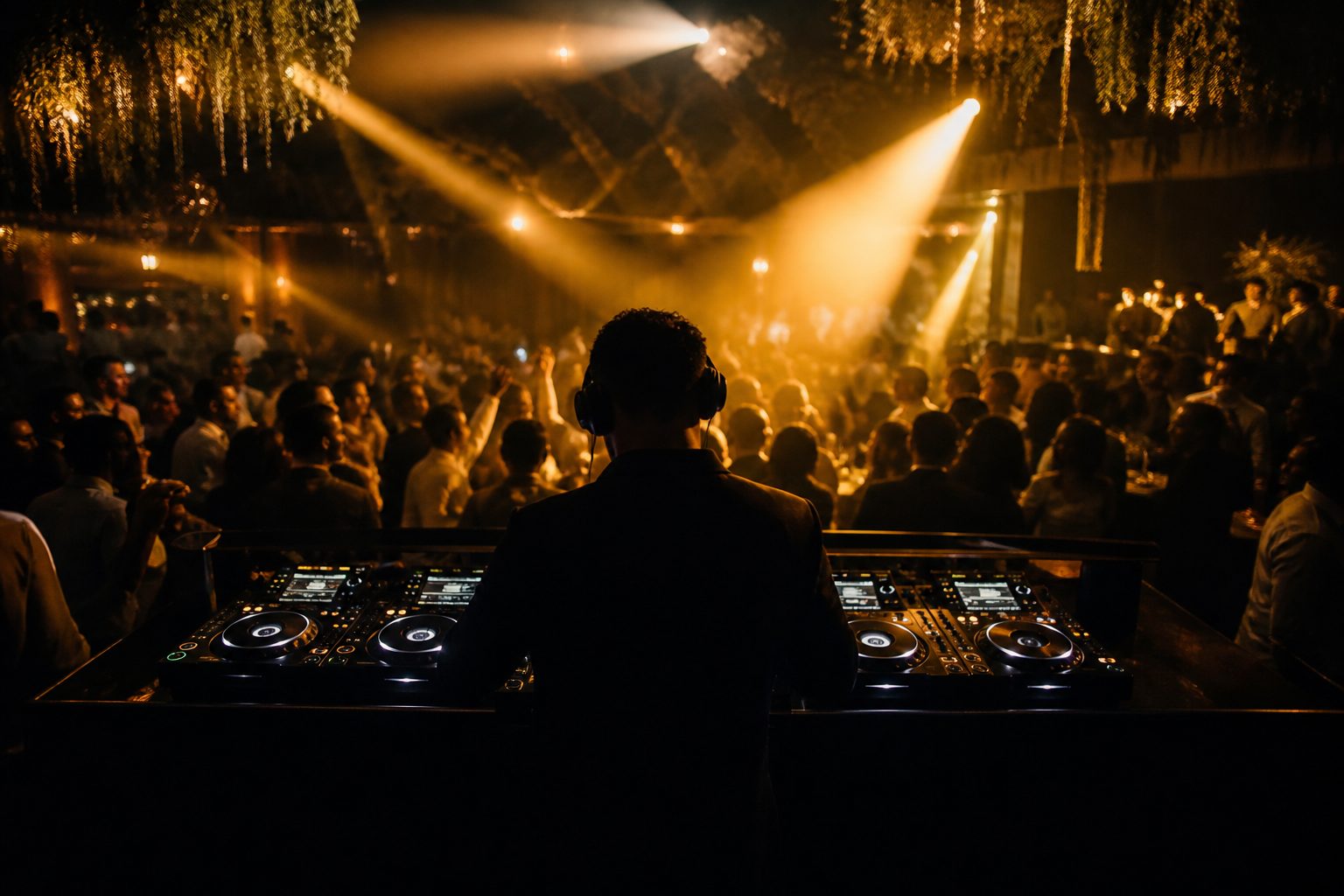DJ za pultom ispred publike na proslavi